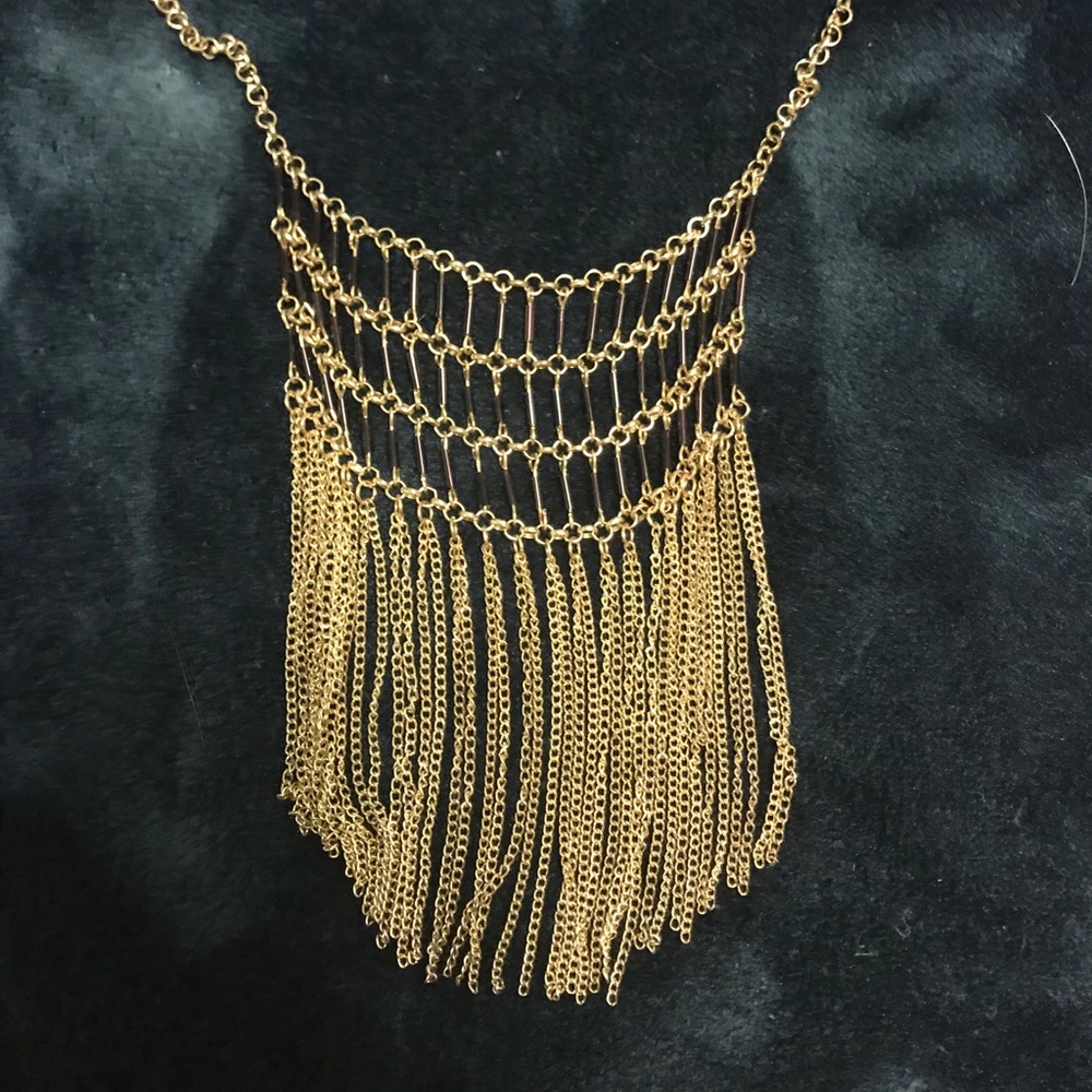 Gold and Black fringe necklace